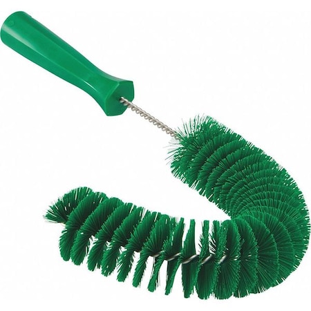 Vikan 7 7/8 in W Hook Brush, Medium, 5 1/4 in L Handle, 15 1/2 in L Brush, Green, Polypropylene 53722
