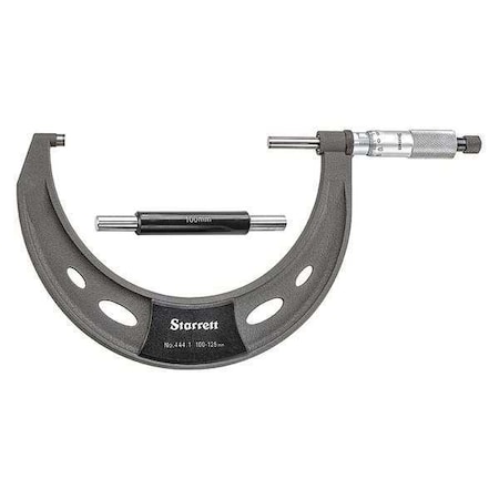 Starrett Outside Micrometer, 1 to 2" Range, Ratchet 444.1MXRL-125