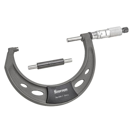 Starrett Outside Micrometer, 3 to 4" Range T444.1XRL-4