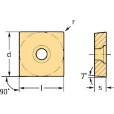 Walter Square Turning Insert, Square, 3, SCGT, 1, Carbide 7021262