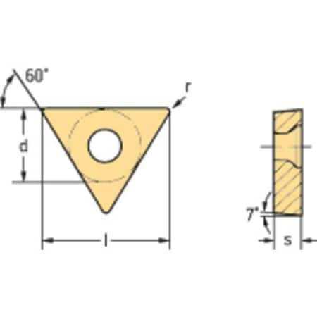 Walter Triangle Turning Insert, Triangle, 1/4 in, TCGT, 0.4 mm, Carbide 7021265