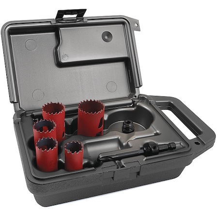 Morse Hole Saw Kit, 7pcs, Sizes:0.875"-1.5" MHS05M