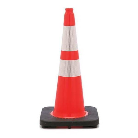 Zoro Select Traffic Cone, PVC, High-Intensity Prismatic, 28 in Height, 10 lb, Orange RS70045SR3M64