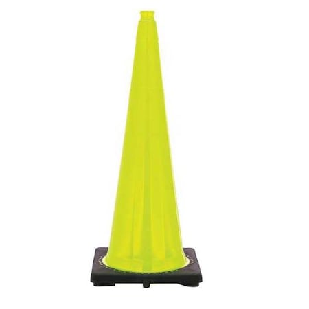 Zoro Select Traffic Cone, PVC, Non-Reflective, 36 in Height, 10 lb, Lime RS90045CT-LIME