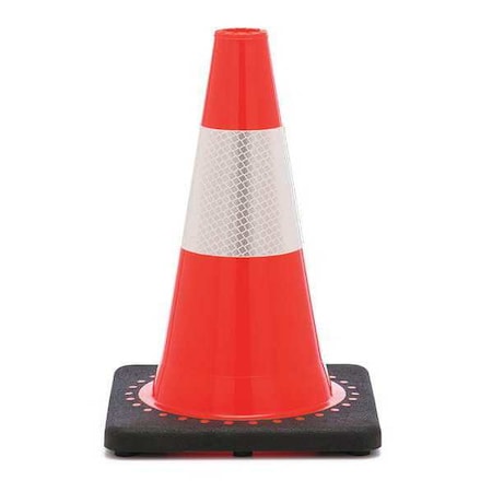 Zoro Select Traffic Cone, PVC, High-Intensity Prismatic, 12 in Height, 1.5 lb, Orange RS30008C3M4