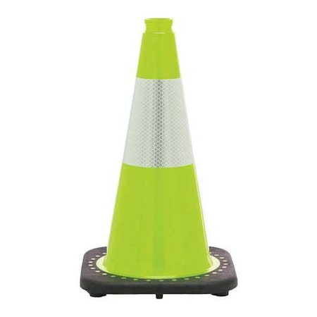 Zoro Select Traffic Cone, PVC, High-Intensity Prismatic, 18 in Height, 3 lb, Lime RS45015C-L3M6
