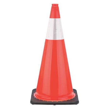 Zoro Select Traffic Cone, PVC, High-Intensity Prismatic, 28 in Height, 5 lb, Orange RS70025C3M6