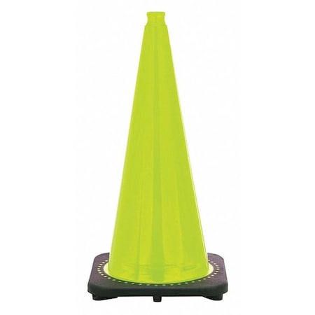 Zoro Select Traffic Cone, PVC, Non-Reflective, 28 in Height, 7 lb, Lime RS70032C-LIME