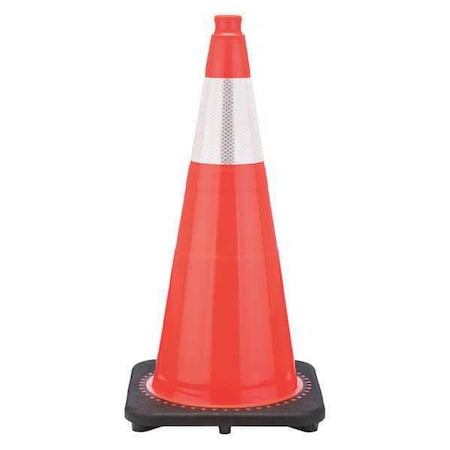 Zoro Select Traffic Cone, PVC, High-Intensity Prismatic, 28 in Height, 7 lb, Orange RS70032CT3M6