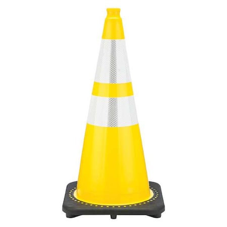 Zoro Select Traffic Cone, PVC, High-Intensity Prismatic, 28 in Height, 7 lb, Yellow RS70032C-YELLOW3M64
