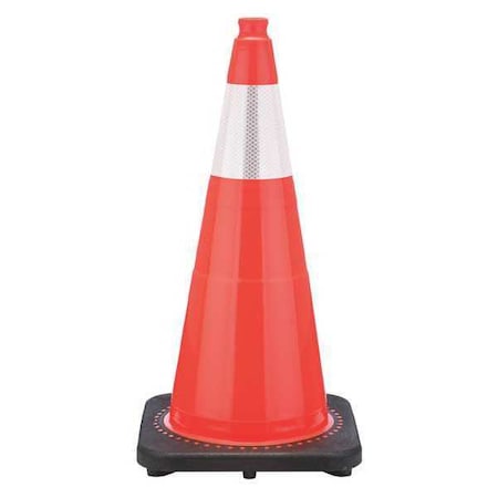 Zoro Select Traffic Cone, PVC, High-Intensity Prismatic, 28 in Height, 10 lb, Orange RS70045CT3M6