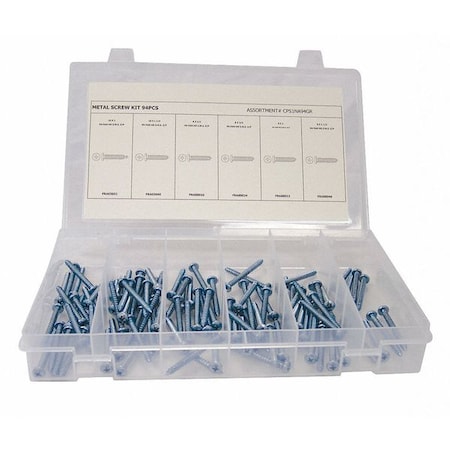 Zoro Select Tapping Screw Assortment, #8 to #10 x Zinc Plated Finish, Steel, Pan Head Phillips Drive CPS1NA94GR