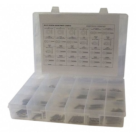 Zoro Select Machine Screw Assortment 1,180 PCS Zinc Plated Finish, Steel CPS2NE70GR