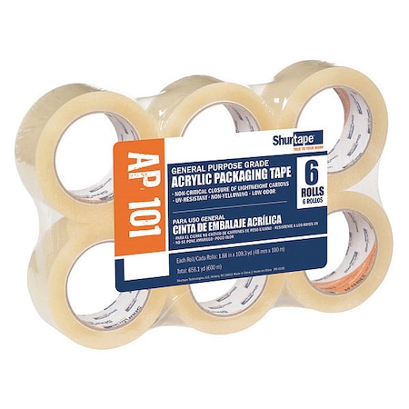 Shurtape Packaging Tape, 48mm W, 100m L, PK6 232514