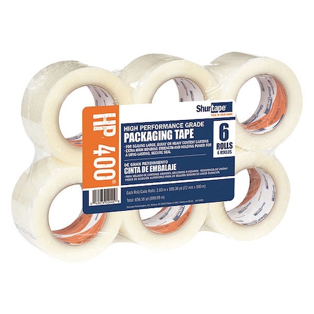 Shurtape Carton Sealing Tape, 2.5 mil, Clear, PK6 207845
