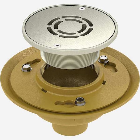 Bestcare Round Floor Drain, Nickel Bronze/Cast Iron, 2", No-Hub WHFD-5RD-2NH