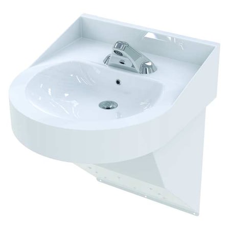 Bestcare Bathroom Sink, White, SS, Wall Mount, 0.5gpm WH3740-3375L-SO-110V-BAT
