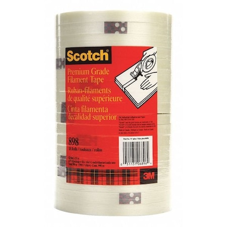 Scotch Filament Tape, Polypropylene, Clear, PK18 898