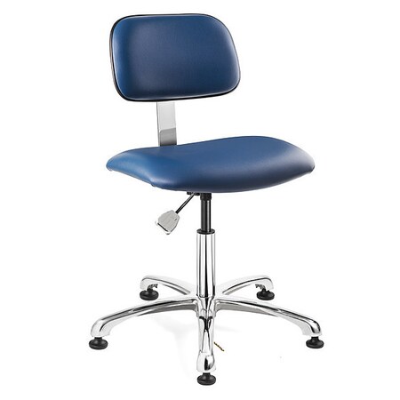Bevco Blue Vinyl ESD/CR chair, Non-Tilt, ISO 6, 16-21" St Ht. 4050E3-BL