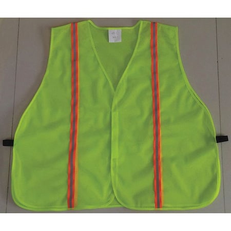 Condor High-Visibility Vest, Vertical Stripe, Lime, Mesh Polyester, Hook and Loop, Universal 53YL98