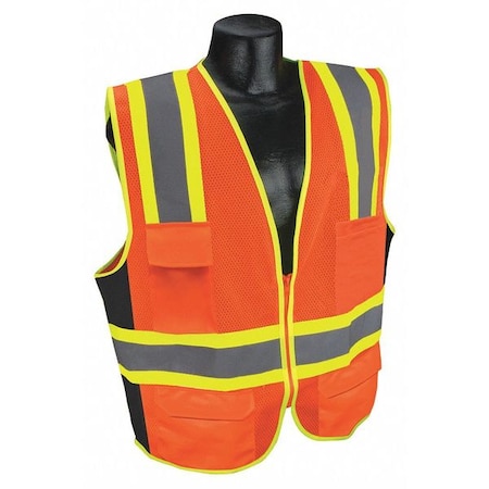 Zoro Select High Visibility Vest, Orange/Red, 4XL 53YM78