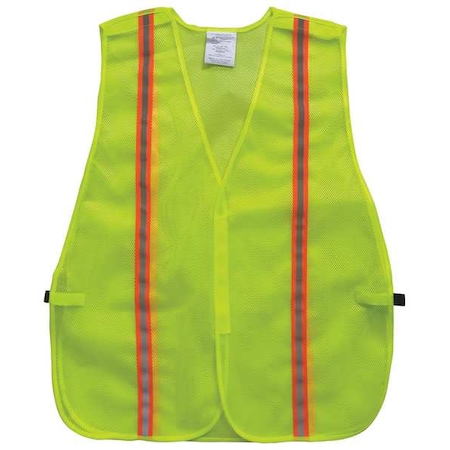 Condor High-Visibility Vest, Vertical, Mesh Polyester, Hook-and-Loop, Unrated, Lime, Size Universal 53YM03