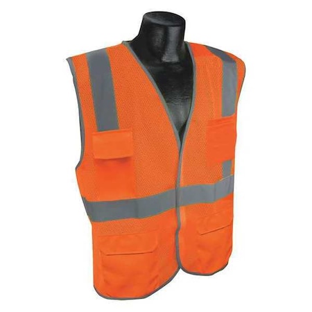 CONDOR High Visibility Vest, Orange/Red, L/XL 53YN30