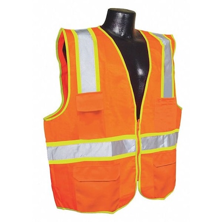 Condor High Visibility Vest, Orange/Red, 3XL 53YM45