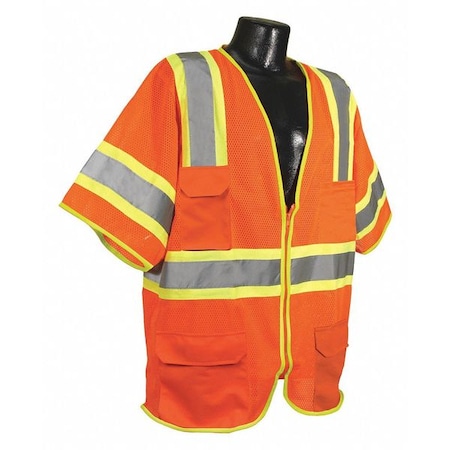Condor High Visibility Vest, Orange/Red, 2XL 53YN89