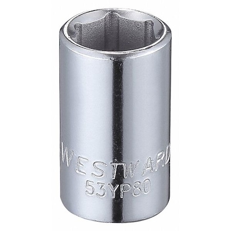 Westward WESTWARD 1/4 in Drive, 11/32" Hex SAE Socket, 6 Points, Steel, Chrome, 11/32 in 53YP80