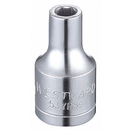 Westward WESTWARD 1/4 in Drive, 3.5mm Hex Metric Socket, 6 Points, Steel, Chrome, 3.5 mm 53YP84