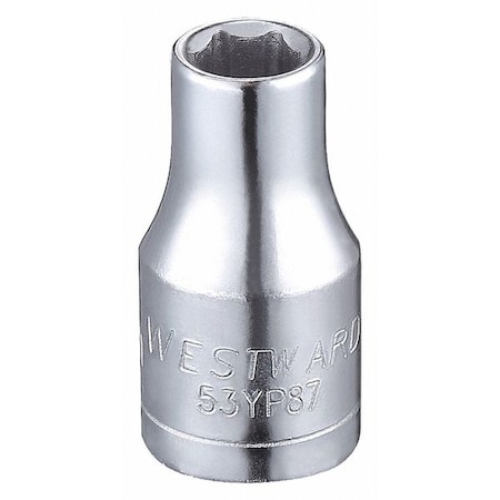 Westward WESTWARD 1/4 in Drive, 5mm Hex Metric Socket, 6 Points, Steel, Chrome, 5 mm 53YP87