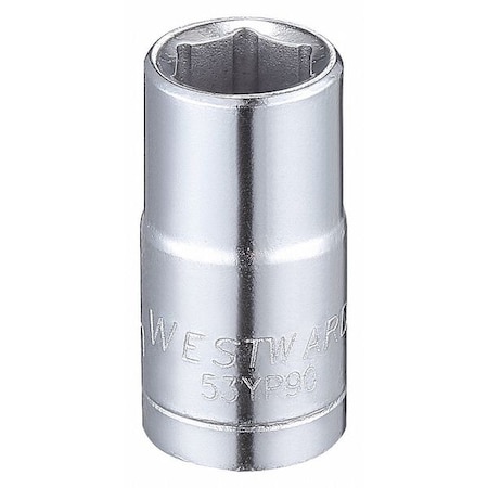 Westward WESTWARD 1/4 in Drive, 7mm Hex Metric Socket, 6 Points, Steel, Chrome, 7 mm 53YP90