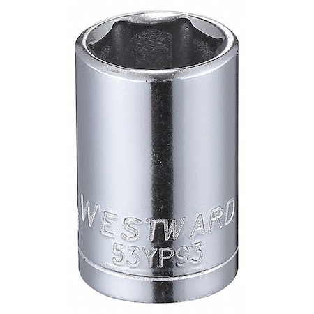 Westward WESTWARD 1/4 in Drive, 10mm Hex Metric Socket, 6 Points, Steel, Chrome, 10 mm 53YP93