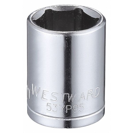 Westward WESTWARD 1/4 in Drive, 12mm Hex Metric, Socket, 6 Points, Steel, Chrome, 12 mm 53YP95