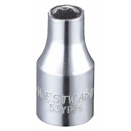 Westward WESTWARD 1/4 in Drive, 5/32" Hex SAE Socket, 6 Points, Steel, Chrome, 5/32 in 53YP74