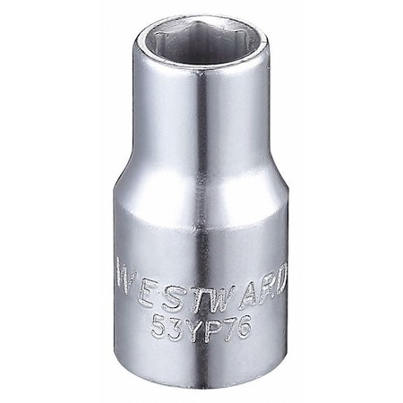Westward WESTWARD 1/4 in Drive, 7/32" Hex SAE, Socket, 6 Points, Steel, Chrome, 7/32 in 53YP76