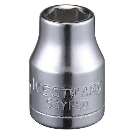 Westward WESTWARD 3/8 in Drive, 8mm Hex Metric Socket, 6 Points, Steel, Chrome, 8 mm 53YR80