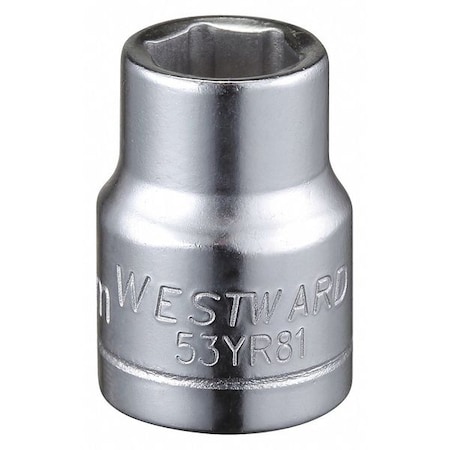 Westward WESTWARD 3/8 in Drive, 9mm Hex Metric Socket, 6 Points, Steel, Chrome, 9 mm 53YR81