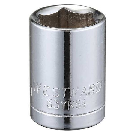 Westward WESTWARD 3/8 in Drive, 12mm Hex Metric Socket, 6 Points, Steel, Chrome, 12 mm 53YR84