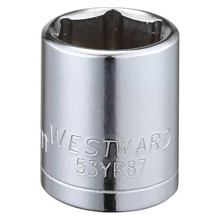 Westward WESTWARD 3/8 in Drive, 15mm Hex Metric, Socket, 6 Points, Steel, Chrome, 15 mm 53YR87