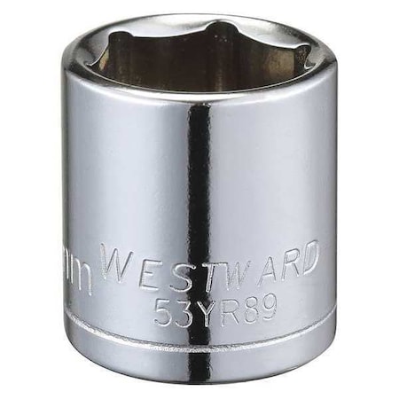 Westward WESTWARD 3/8 in Drive, 17mm Hex Metric Socket, 6 Points, Steel, Chrome, 17 mm 53YR89