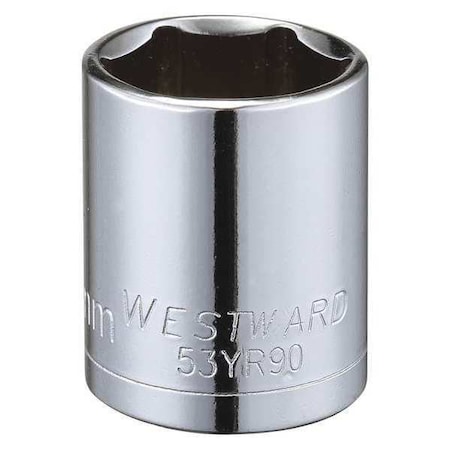 Westward WESTWARD 3/8 in Drive, 18mm Hex Metric, Socket, 6 Points, Steel, Chrome, 18 mm 53YR90