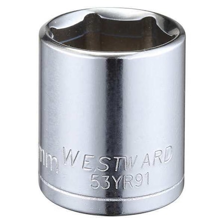 Westward WESTWARD 3/8 in Drive, 19mm Hex Metric, Socket, 6 Points, Steel, Chrome, 19 mm 53YR91