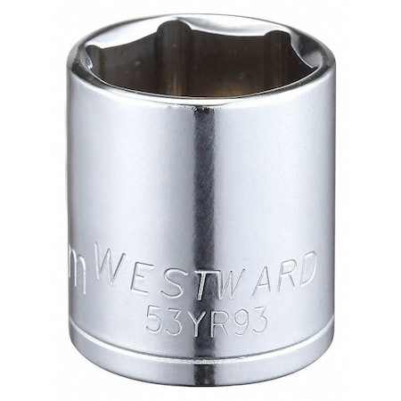 Westward WESTWARD 3/8 in Drive, 21mm Hex Metric, Socket, 6 Points, Steel, Chrome, 21 mm 53YR93