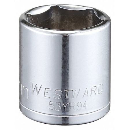 Westward WESTWARD 3/8 in Drive, 22mm Hex Metric Socket, 6 Points, Steel, Chrome, 22 mm 53YR94