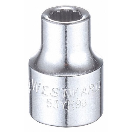 Westward 3/8" Drive, SAE Socket, 1/4" Socket Sz, 12 Pts 53YR98