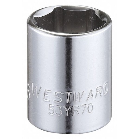 Westward WESTWARD 3/8 in Drive, 9/16" Hex SAE, Socket, 6 Points, Steel, Chrome, 9/16 in 53YR70