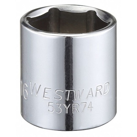 Westward 3/8" Drive, SAE Socket, 13/16" Socket Sz, 6 Pts 53YR74