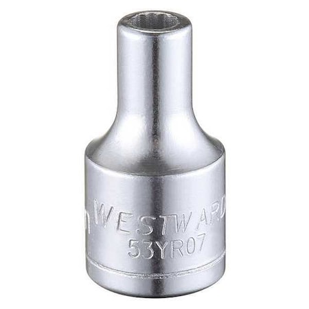 Westward WESTWARD 1/4 in Drive, 3.5mm Triple Square Metric Socket, 12 Points, Steel, Chrome, 3.5 mm 53YR07
